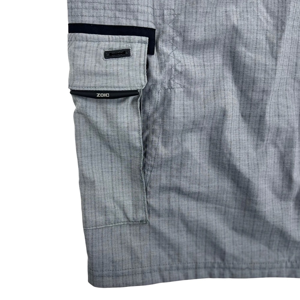 Zoic Ether Mountain Bike Shorts Men's XL Gray Check Stretch Cargo MTB Trail 12" - Picture 8 of 13